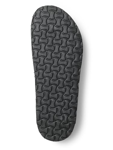 Image of HF JOURNEY Nivera 2.0 Men's Cork Footbed Thong Sandal,Slip On Entry,(Size 41-46) BlackPU, Casual Lounging Slipper, EVA Sole, Flat Heel,Nivera 2.0 - Black (41)