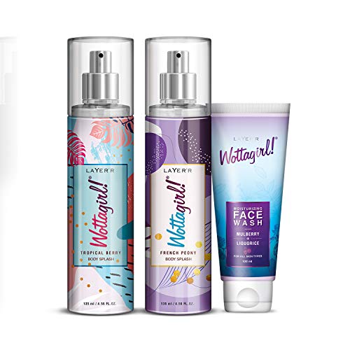 Layer’R Wottagirl Tropical Berry Body Splash For Women 135Ml With French Peony Body Splash For Women 135Ml & Get Moisturizing Face Wash 100Ml