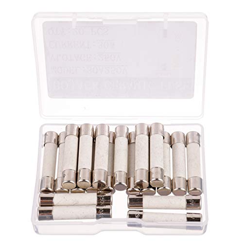 Image of BOJACK 30AL250V 6x30mm 30A 250V Slow-Blow Ceramic Fuses 30 amp 250 Volt 0.24 x 1.18 Inch Ceramic Tube Time-delay Fuses(Pack of 20 Pcs)