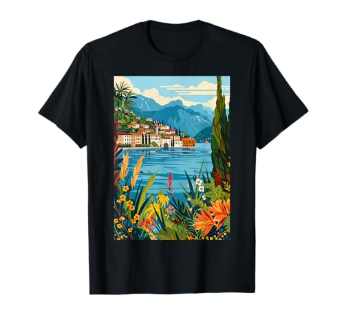 Italia Lago de como Viajes Arte Camiseta