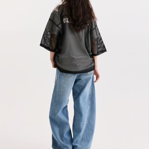 Jersey Shirts for Women Y2k Mesh Number Graphic Tees Short Sleeve Baggy Streetwear Summer Tops Oversized Sports T Shirt4