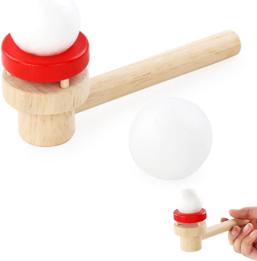 Wooden Floating Ball Blowpipe - Non-Toxic Breath Control Toy for Kids & Family, Fun Tool to Strengthen Lung Capacity & Improve Speech-Related Mouth/Face Muscles