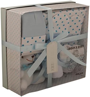 Newborn Baby 7 pcs Gift Set 0 - 3 Months. Available in Blue or Pink (Blue STARS)