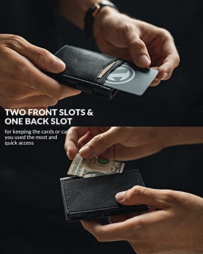 Image of VOGARD Unisex Card Holder Pop Up Cards Slim Leather Wallet RFID Protection up to 11 Cards Card Case (Black)