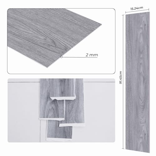 Piso Vinílico Auto Adesivo Régua Madeira Manta Caixa 5m² Cinza Escuro - Brinovar