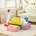RELIANCER 6PCS Climb & Crawl Foam Block Play Set,Toddler Modular Foam Climbing Blocks,Interactive Kids Soft Building Blocks Toy Set,Indoor Climb and Slide Game Set,Educational Children Climbing Toys