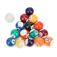 BuyWeek Billardkugeln Set, 16 Stück 32 mm Billard Kugel Set Mini Harz Billardkugel Kompletter Satz Billardtisch Zubehör