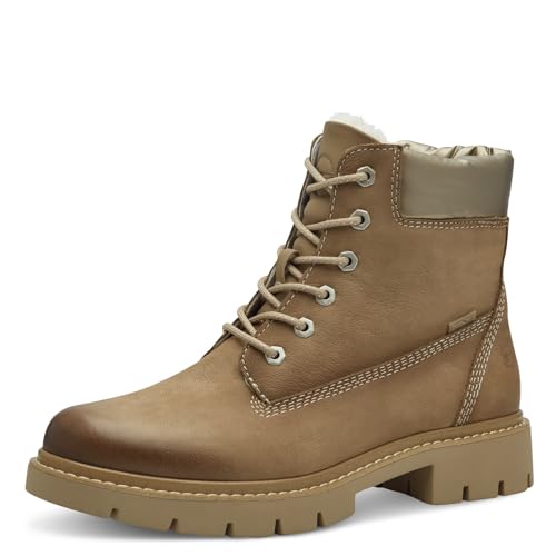 Tamaris COMFORT Damen Winterstiefeletten zum Schnüren Gefüttert Wasserabweisend, Braun (Camel Nubuc), 40 EU