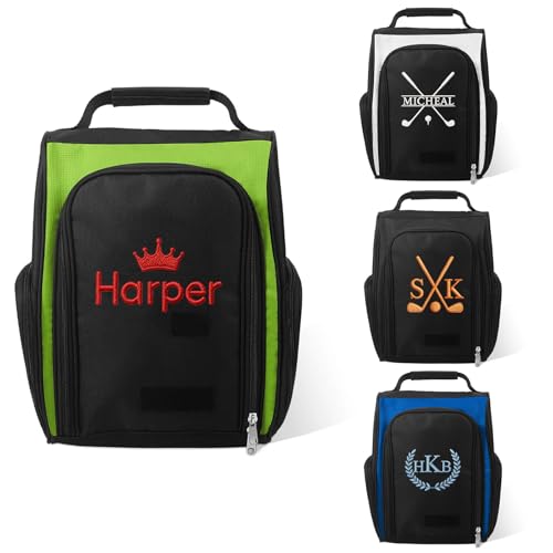 Terwex Personalized Golf Shoe Bag Men Women - Custom Embroidered Monogram/Name Golf Shoes Bag - Waterproof Shoe Bags For Travel Sports Gym Soccer Bowling - Golf Accessory Valentines Golf Lovers Gifts