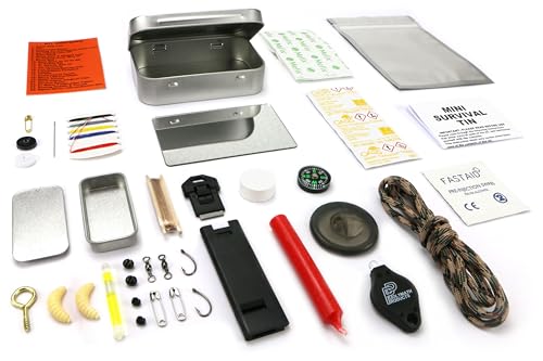 Mini Survival Tin - Pocket-sized tin, loaded with an impressive amount of outdoor survival essentials. UK-made. Mini Survival Tin - Pocket-sized tin, loaded with an impressive amount of outdoor survival essentials. UK-made.