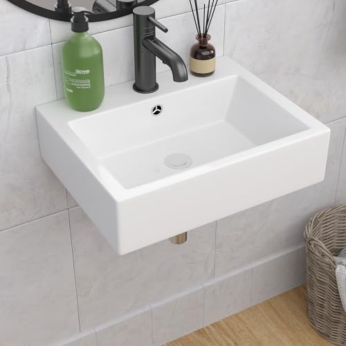 Lavabo rectangular de baño suspendido para ganar espacio en aseos pequeños 2