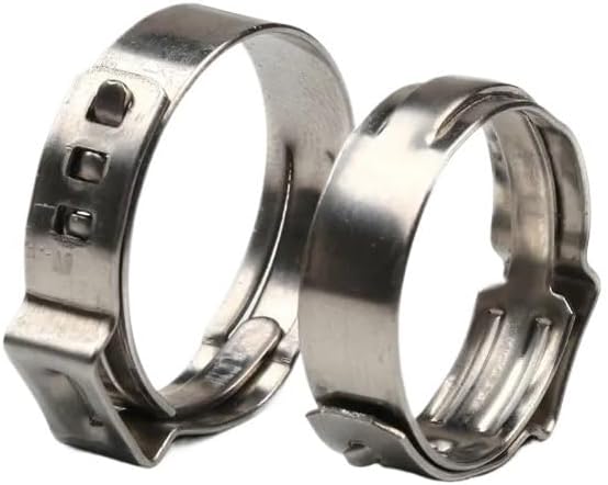 100pcs 4.7-23.5mm Single Ear Hose Clamps 304 Stainless Steel Single Ear Hose Clips Ear Pipe Clamps for Sealing Kinds of Hose(7.3-9.0mm)