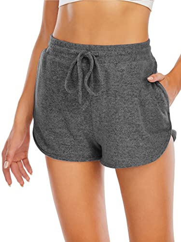 Lounge-Shorts für Damen mit Tasche, bequeme Schlaf-Yoga-Laufen, Delfin-Shorts, Schwarz, X-Groß Cover