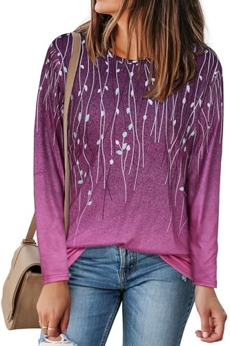 Long Sleeve Shirts for Women Basic Crew Neck Fall Tops