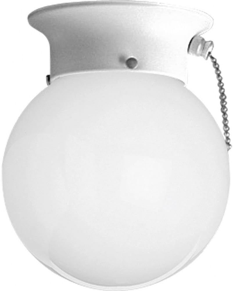 Progress Lighting 1-Light Glass Globe 6" Close-to-Ceiling, Indoor, P3605-30SW, White