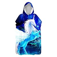 DOTBUY Poncho De Bain Avec Capuche – Serviette De Plage En Microfibre Séchage Rapide – Imprimé Cheval – Pour Adulte Et Enfant