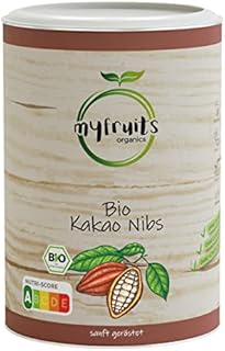 myfruits Bio Nibs kakao, 450 g, ziarna kakaowe bez dodatków, bez cukru, delikatnie prażone dla uzyskania czekoladowego smaku, do pieczenia lub musli