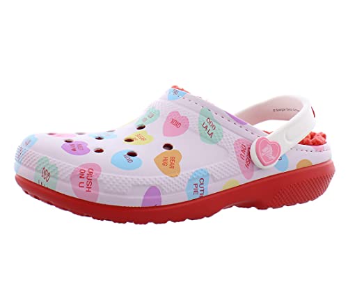 Image of Crocs Unisex Men's and Women's Classic Lined Clog | Fuzzy Slippers (8, Red /Multi, numeric 8)