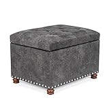 Homebeez Storage Ottoman Bench Foot Rest Stool Coffee Table with Lift Top (Gray)