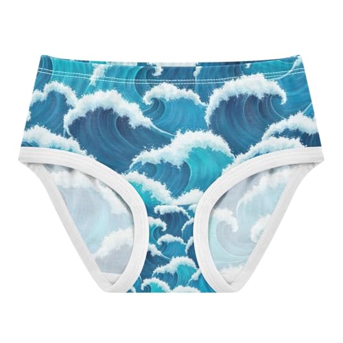 Ocean Waves Blue Turquoise Toddler Girl Underwear, Girl Underwear, 2T–8 Years