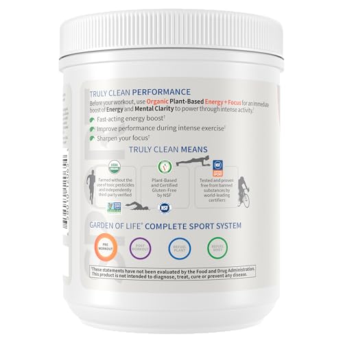 Garden of Life Sport Organic Plant-Based Energy + Focus Vegan Clean Pre Workout Powder, Sugar & Gluten Free BlackBerry Cherry with 85mg Caffeine, Natural NO Booster, B12, 40 Servings, 8.14 Oz - image 5