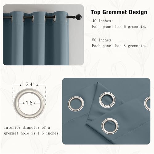 Image of Simplebrand Stone Blue Kitchen Valances for Windows 18 Inches Long 2 Pack, Room Darkening Window Valances for Living Room, Grommet Short Straight Drape Kitchen Curtains for Bedroom Kids Room, 40Wx18L