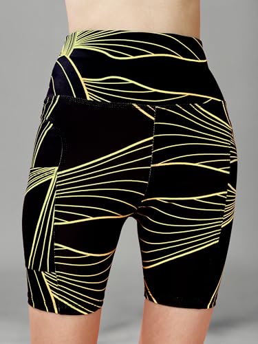 Image of Women's Polyester Stretchable Gym Shorts with Side Pockets High Waist Slim Fit Above Knee Length Activewear Tights Gym Fitness Cycling Running Yoga Shorts for Women