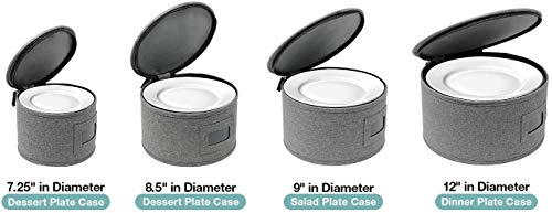 Sorbus China Dinnerware Storage Hard Shell Holders — Round Plate And Cup, Separated Quilted Protection, Felt Plates Protectors - 4-Piece Sturdy Set For Protecting Transporting, Service For 12 (Gray) #TOP5