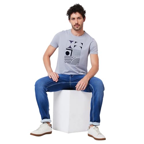 Image of Spykar Men's Slim Fit Round Neck Half Sleeve Solid Casual T-Shirt