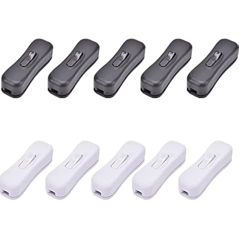 Benaton Pack of 10 Intermediate Switches, Cable Switches, Intermediate Switch with Rocker for Small Appliance or Lamp (White & Black) Cover