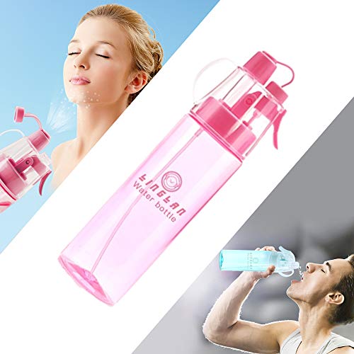 LINGLAN Botella de agua en aerosol para deportes, botella de agua de 580 ml, para ciclismo, escalada, senderismo y montañismo (580 ml, rojo transparente) Cover