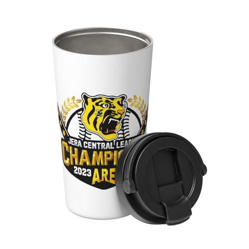 タンブラー 阪神タイガース 2023 リーグ優勝記念 野球応援 コーヒーカップ 500ml 蓋付き 持ち手付き マグボトル 保冷 保温 ステンレス製 魔法瓶 水筒 直飲み 携帯マグ 車用 応援グッズ プレゼント