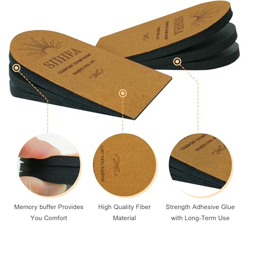 Adjustable Heel Lifts for Shoes, 1/4'' Height Increase Insoles for Achilles Tendonitis, Heel Pain, Leg Length Discrepancy, Plantar Fasciitis, Shoe Lifts Men, Women (Brown, Medium (1 Pair))4