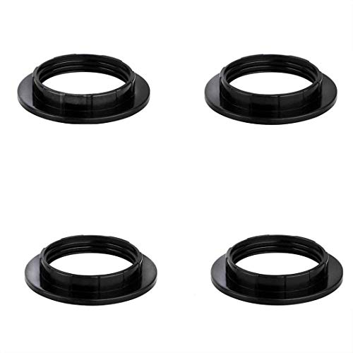 4 Pack Black Lamp Shade Collar Ring for E26 and E27 Light Socket Rings with Diameter of 1.57 Inches?40MM), Lock Socket Replacement Adapter Ring, Light Fixture Retainter Rings (Black)