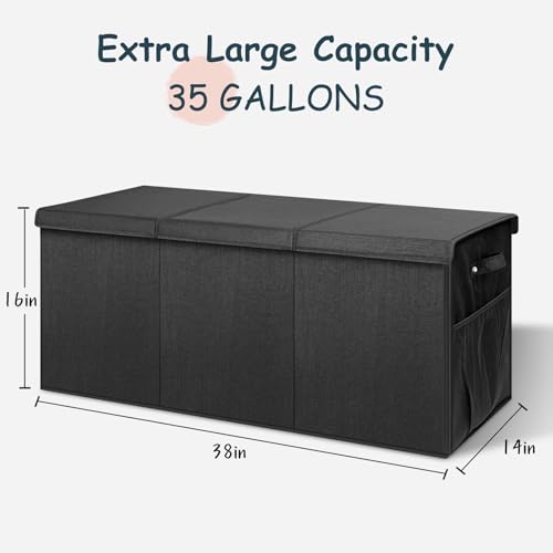 Image of Extra Large Toy Box with Lids, Collapsible Storage Bin, 38 inchx16 inchx14 inch,Black
