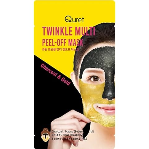 Quret Twinkle Multi Peel Off Sheet Face Mask - Charcoal Gold - Purifying Cleansing Skin Improves Elasticity - 12g Cover