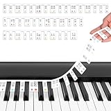 URAQT Abnehmbare Klaviertastatur Notenetiketten,88 Tasten Klaviertasten Noten Aufkleber Wiederverwendbar Anfänger Silikon Klaviernoten Anleitung Keyboard Noten Aufkleber für Kinder und Anfänger