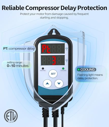 DeeprBlu Digital Temperature Controller, 10A 1200W | 2-Stage Temperature Controlled Outlet Plug with Heating & Cooling Mode | High Precision Thermostat Switch for Greenhouse, Reptile, Homebrew
