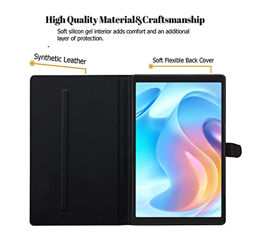 Image of Fastway Leather Folio Flip Stand Case Cover for Realme Pad Mini 8.7 inch Tablet (Black)