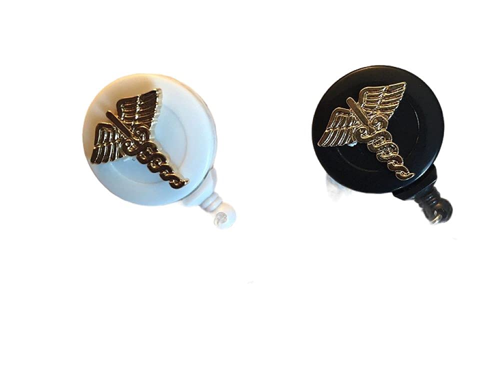 Amazon.com: Medical caduceus spring clip Badge ID holder with ...