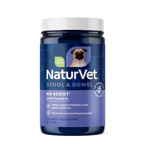 NaturVet - No Scoot for Dogs - Plus Pumpkin - Supports Healthy Anal Gland & Bowel Function - Enhanced with Beet Pulp & Psyllium Husk (5.4oz Powder)