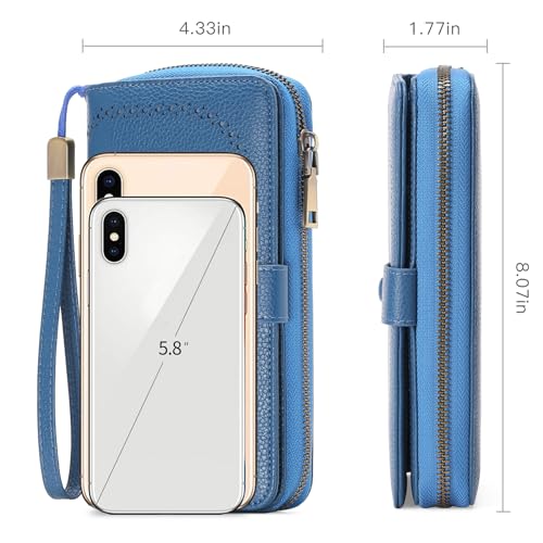 GAEKEAO Leather Credit Card Holder Wallet for Women RFID Blocking Large Capacity Bifold Zipper Card Case Organizer with Wristlet 45 Slots3