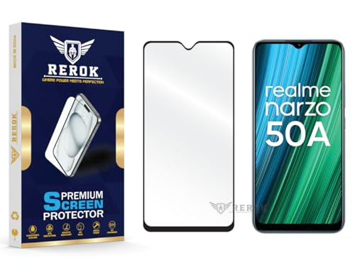 Image of Gorilla Tempered Glass Screen Protector Compatible with Realme Narzo 50A [Pack of 1] | Edge-to-Edge, Bubble-Free, Case Friendly, Easy Installation Kit