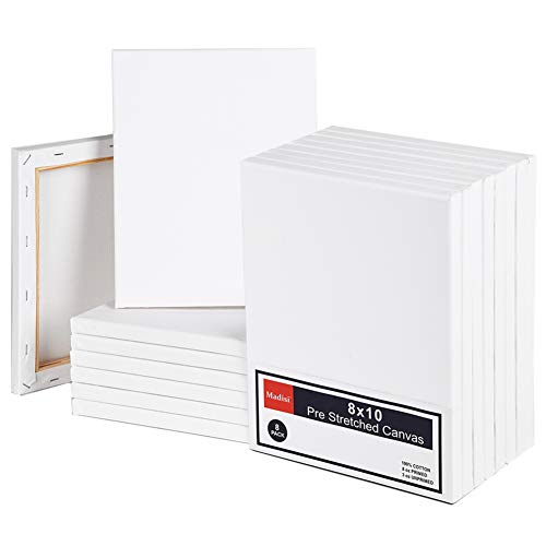 Madisi Stretched Canvas for Painting, 8x10, 16 Pack