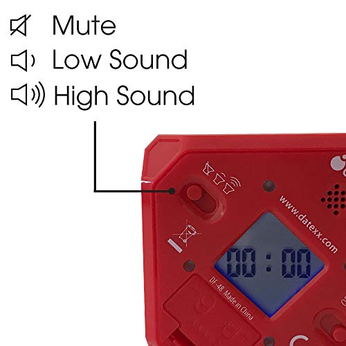 Datexx TimeCube Plus Preset Timer with 4 LED Light Alarm for Time Management, and Countdown Settings (Red - 5,10,20,25 min)