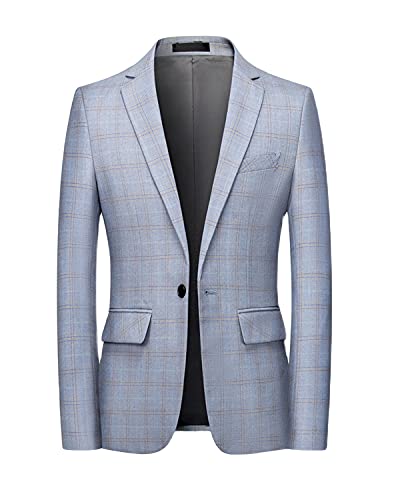 MOGU Men's Plaid Casual Suit Blazer Jackets - Slim Fit Checkered Sports Coat