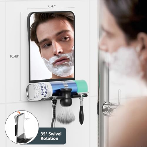 Cosmirror SHOWER MIRROR 409 Mirror Fogless For Shaving With Multiple Razor Holders, No-Drilling Adjustable Fogless Mirror For Shower, Bathroom Anti-Fog Shaving Mirror Shatterproof & Waterproof thumb #5