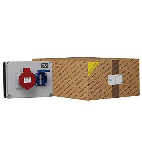 Doktorvolt Stromverteiler Baustromverteiler WDD mit Mennekes Steckdosen 1x 230V Schuko 1x 32A CEE Wanddose Wandverteiler Steckdosenverteiler Verdrahtet Anschlussfertig