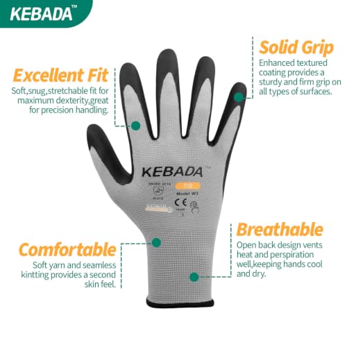Image of Kebada 36 Pairs Work Gloves for Men & Women, MicroFoam Nitrile Coated, W3