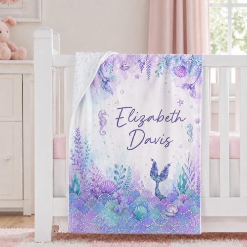 Image of Personalized Baby Blanket for Girls, Custom Nursery Blanket with Name, 30 x 40 Inch Soft Minky Blanket for Baby Toddlers, Newborn Print 15